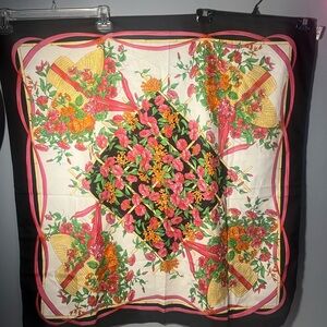 Symphony Floral Scarf - Black, Pink, Orange, Green